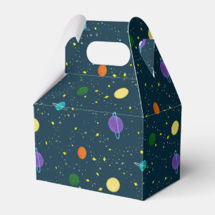 Outer Space Planets & Stars in Unknown Galaxy Favor Boxes