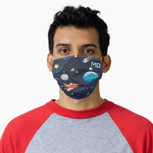 Outer Space Planets Stars Rocket Ship Personalized Adult Cloth Face Mask