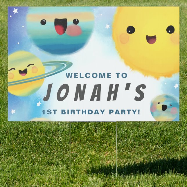 Outer Space Planets Sun Stars Birthday Sign (Insitu)