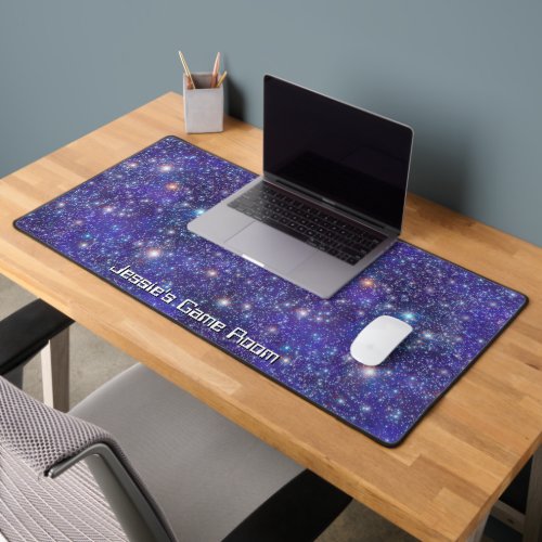 Outer Space Purple Star Pattern Game Room Custom Desk Mat