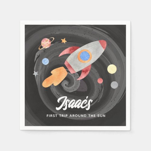 Outer Space Rocket Birthday Boy Napkins