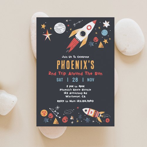 Outer Space Rocket Birthday Invitation