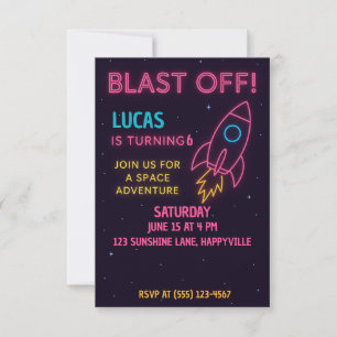 Outer Space Rocket Birthday Invite for Kids