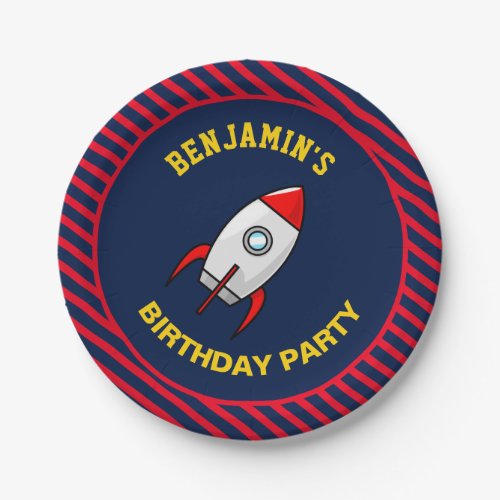 Outer Space Rocket Birthday Party Paper Plates