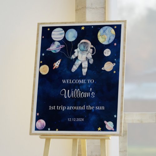 Outer Space Rocket Boy Birthday Welcome Sign