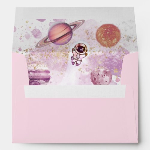 Outer Space Rocket First Birthday Envelope
