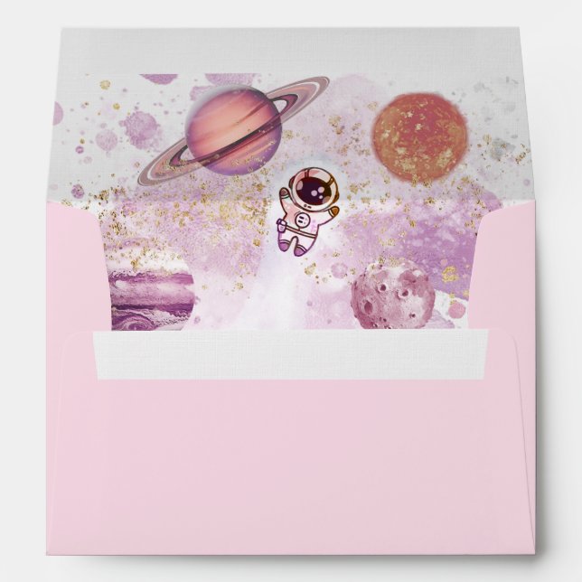 Outer Space Rocket First Birthday Envelope (Back (Bottom))