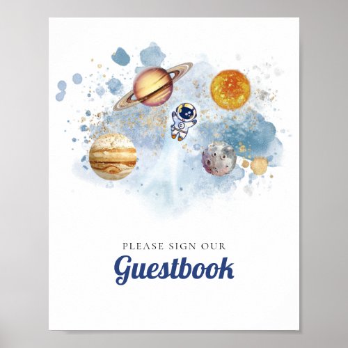 Outer Space Rocket First Birthday Guestbook