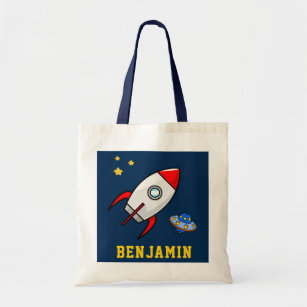 Outer Space Rocket Kids Tote Bag