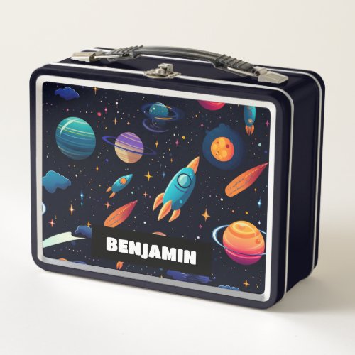 Outer Space Rocket Personalized Kids Lunch Box