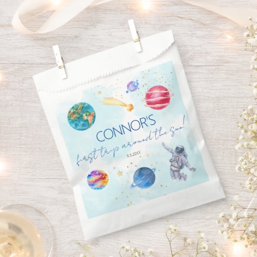 Outer Space Rocket Planets blue boy Birthday Favor Bag