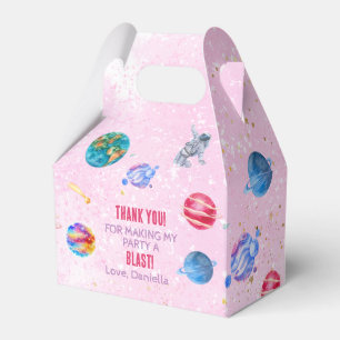 Outer Space Rocket Planets blue boy Birthday Favor Boxes