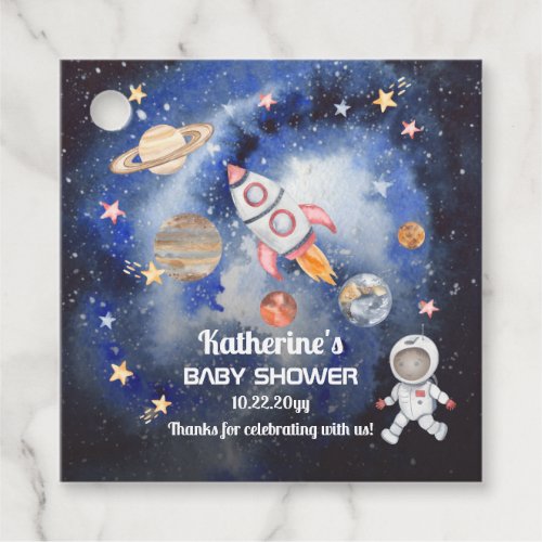 Outer Space Rocket Planets Boy Baby Shower Favor Tags