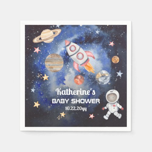 Outer Space Rocket Planets Boy Baby Shower  Napkins
