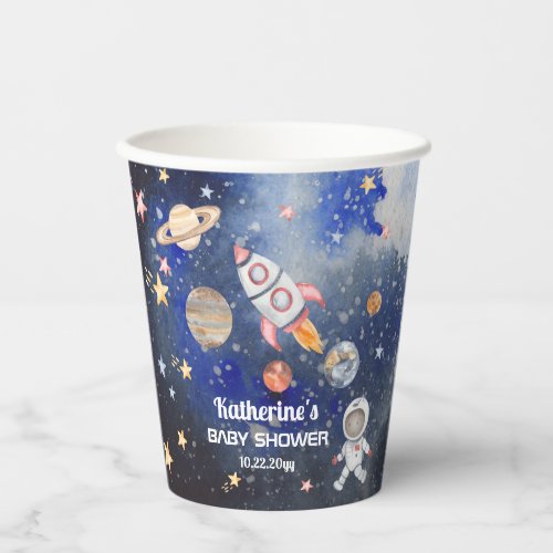 Outer Space Rocket Planets Boy Baby Shower Paper Cups