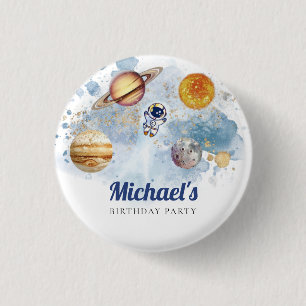 Outer Space Rocket Planets Galaxy Button