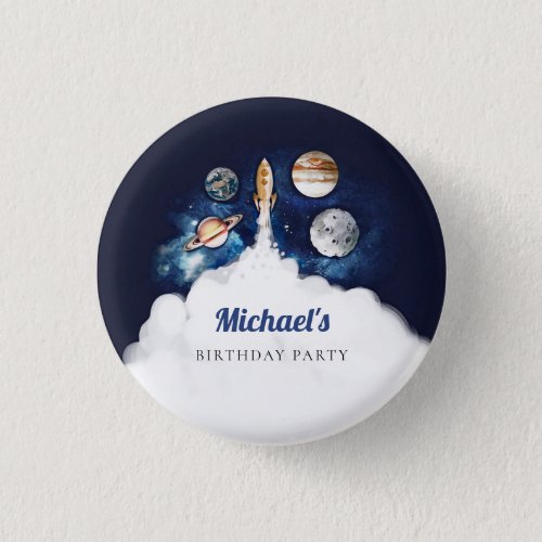 Outer Space Rocket Planets Galaxy Button