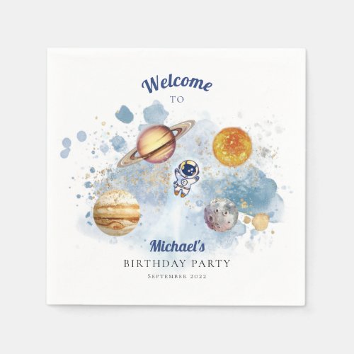 Outer Space Rocket Planets Galaxy Napkins