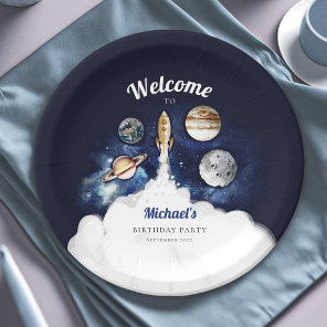 Outer Space Rocket Planets Galaxy Paper Plates