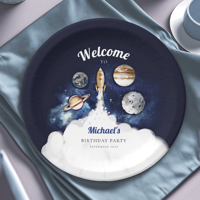 Outer Space Rocket Planets Galaxy Paper Plates (Creator Uploaded)