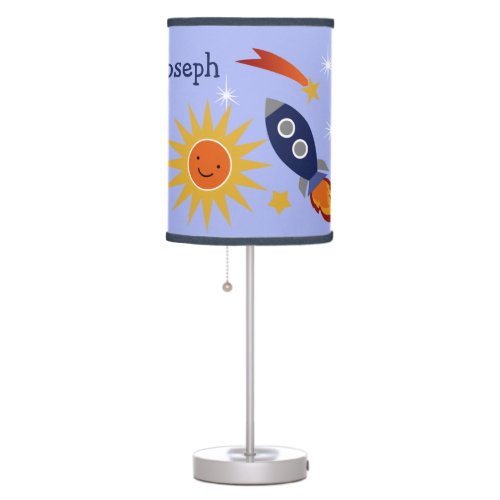 Outer SpaceRocketPlanetsStars Nursery Lamp