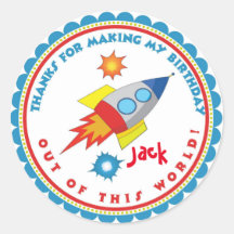 Outer Space Rocket Ship Birthday Favor Stickers