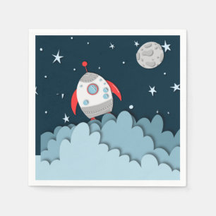Outer Space Rocket Ship Birthday Party Napkins