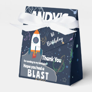 Outer Space Rocket Ship Birthday Party Thank You Favor Boxes