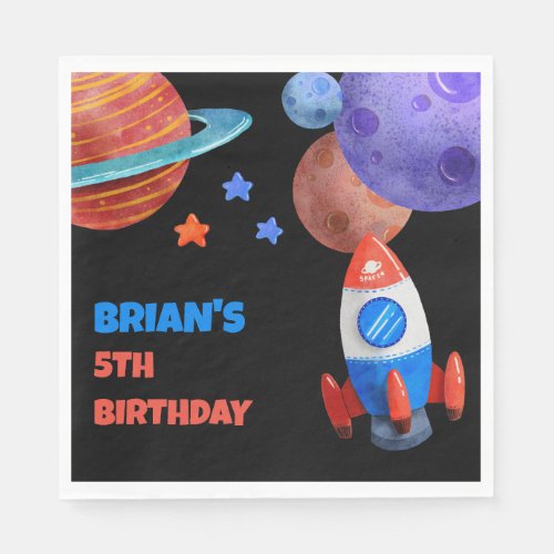 Outer Space Rocket Ship Childs Birthday Napkins