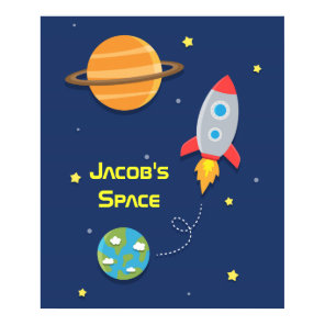 Outer Space, Rocket Ship, For Kids Room Poster