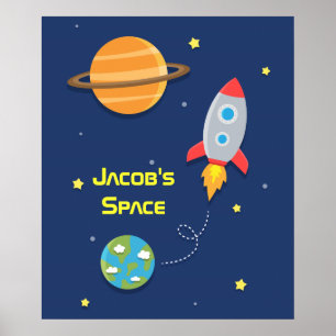 Outer Space, Rocket Ship, For Kids Room Poster