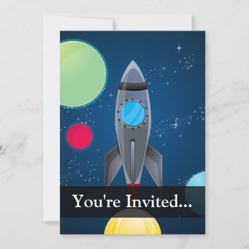 Outer Space Rocket Ship Invitation