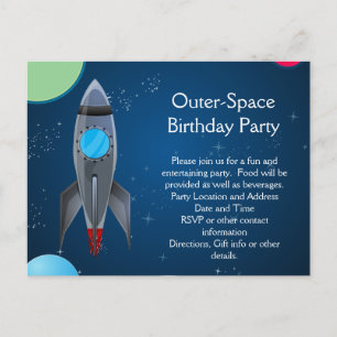 Outer Space Rocket Ship Invitation Postcard