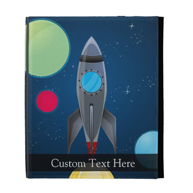 Outer Space Rocket Ship iPad Folio Case (Front)
