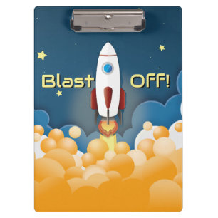 Outer Space Rocket Ship Personalized  Clipboard