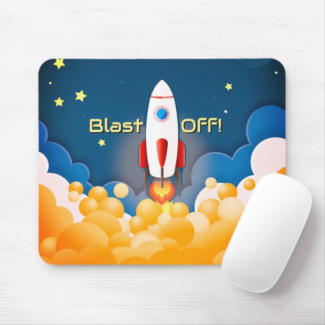 Outer Space Rocket Ship Personalized  Mouse Pad (With Mouse)