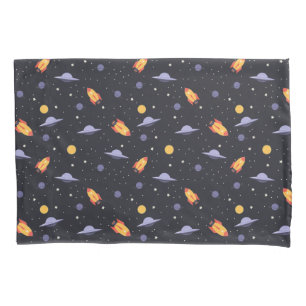 Outer Space Rockets and Spaceships Pillow Case