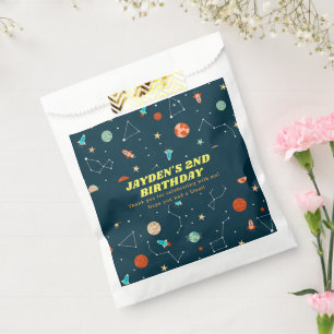 Outer Space Rockets Planets Birthday Thank You Favor Bag