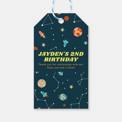 Outer Space Rockets Planets Birthday Thank You Gift Tags