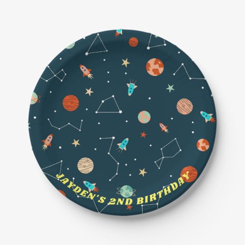 Outer Space Rockets Planets Boys Birthday Paper Plates