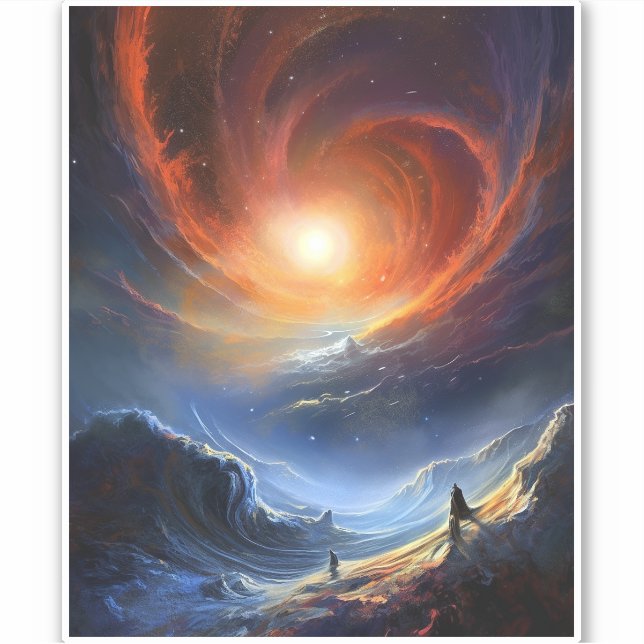 Outer Space Sci Fi Landscape Art Sticker (Front)