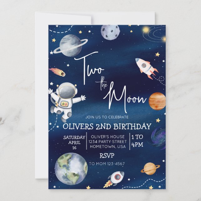 Outer Space Second Birthday Invitation Two the  (Front)