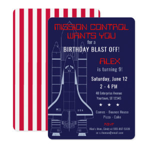 Outer Space Shuttle / Astronaut Birthday Invitation