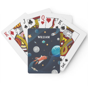 Outer Space Shuttle Moon Stars Personalized Poker Cards