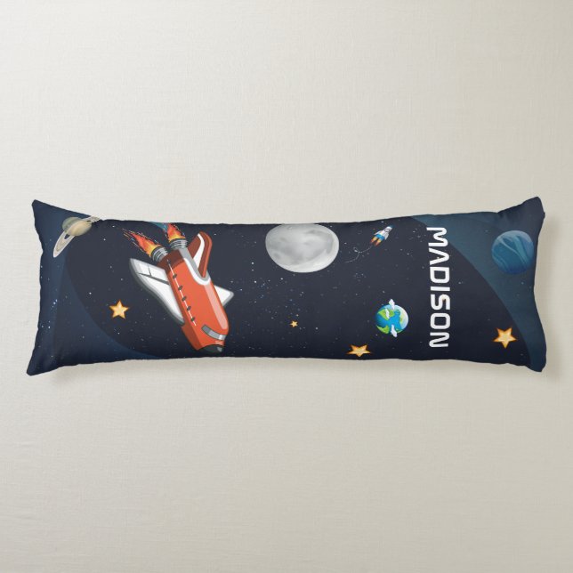 Outer Space Shuttle Travel in Galaxy Personalized Body Pillow (Front)