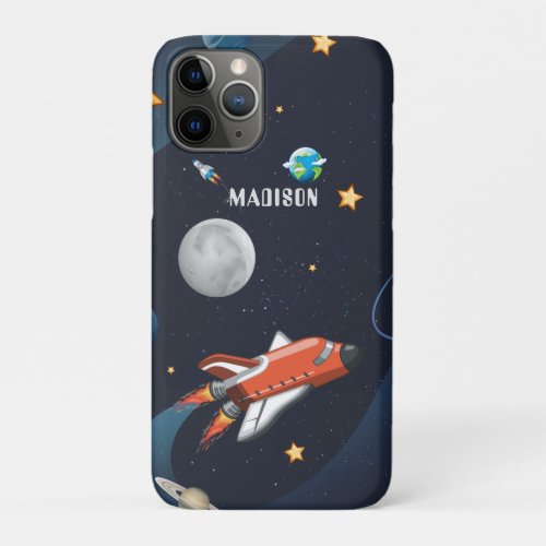 Outer Space Shuttle Travel Moon Stars Personalized iPhone 11 Pro Case