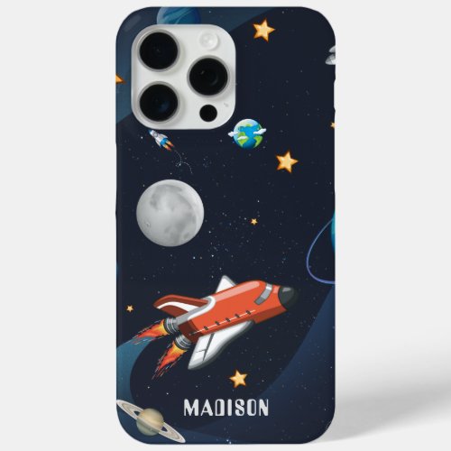 Outer Space Shuttle Travel Moon Stars Personalized iPhone 15 Pro Max Case