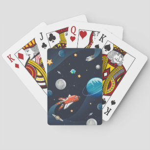 Outer Space Shuttle Travel Moon Stars Poker Cards