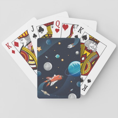 Outer Space Shuttle Travel Moon Stars Poker Cards