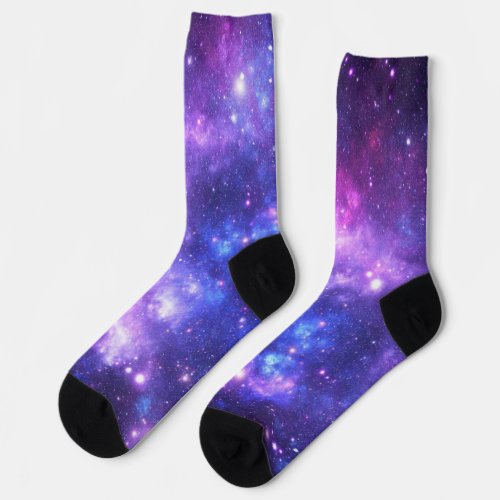 Outer Space Socks _ Purple Space Stars Pattern